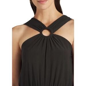 Kaileigh Black Halter Wide Leg Jumpsuit XL Stretch Pocket Minimalist Chic